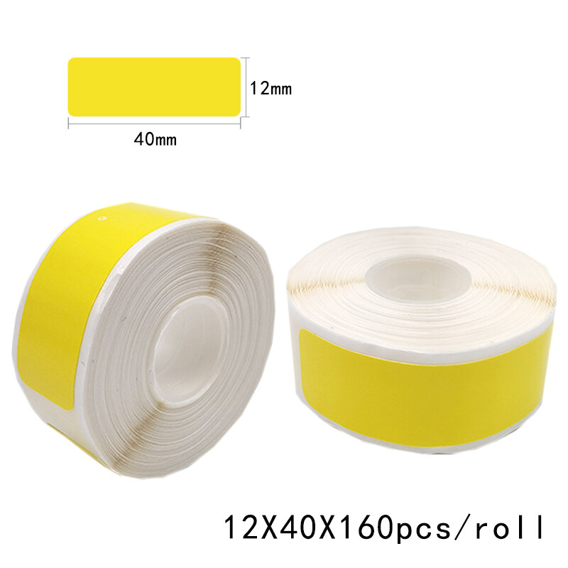 Papel de etiqueta P15 P11 adhesivo, cinta Lable amarilla, compatible con Pristar P15, D30, P12, D30 etiqueta térmica, 5PK, 12x40