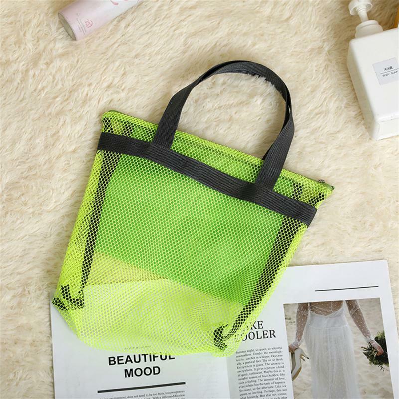 Big Size Beach Toy Bag Portable For Towels Women Cosmetic Makeup Bag Kids Toys Storage Protable Mesh Bag Foldable Sand Away