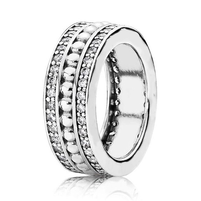 Cincin perak Sterling 925 1:1, perhiasan fesyen DIY cincin wanita fitur anggun bulu mewah selamanya