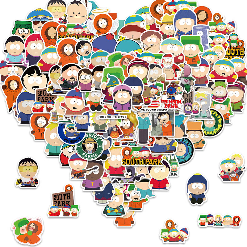 South Park-pegatinas de grafiti para niños, calcomanías impermeables para monopatín, equipaje, portátil, PVC, 50/100 piezas