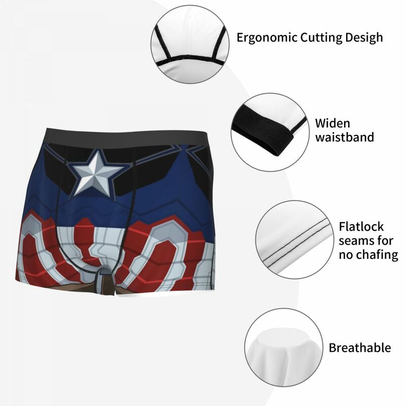 กางเกงขาสั้นบ็อกเซอร์กัปตันอเมริกากางเกงกางเกงในผู้ชายแปลกใหม่ออกแบบได้ตามต้องการ