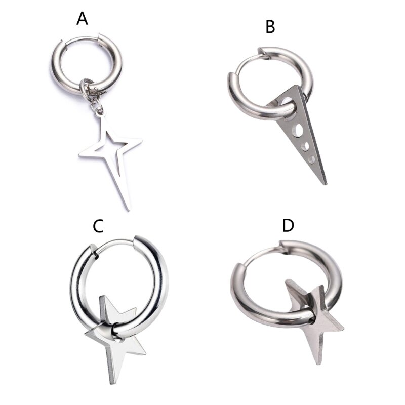 Cross-Hinged Hoop Earrings Triangle-Charm Dangle Earring for Women Girl Teen Drop Shipping