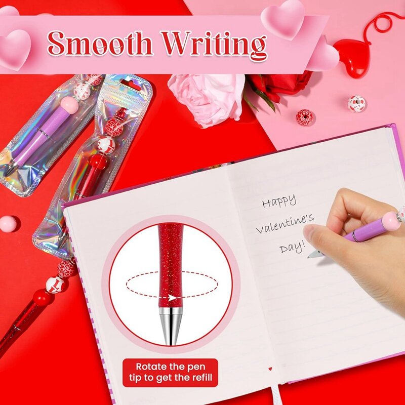 أقلام مطرزة لعيد الحب ، طقم صنع قلم ذاتي الصنع كما هو موضح ، ومناسبة لهدايا عيد الحب ، والمدرسة والمكتب