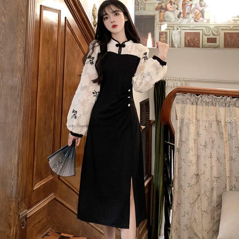 Abito in stile cinese per donna migliorato Qipao Dress Young Lady Fairy Oriental French Style abbigliamento Vintage A Line Cheongsam