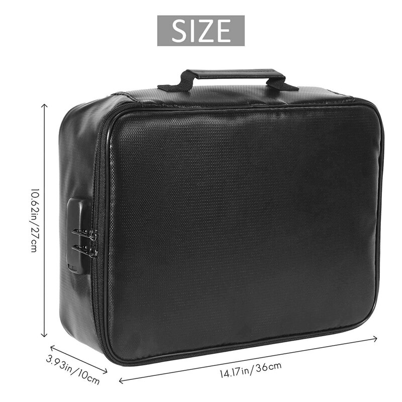 2X Document Bag With Lock, Fireproof 3-Layer Document Storage Box With Waterproof Zipper,Used For Laptops, Documents B