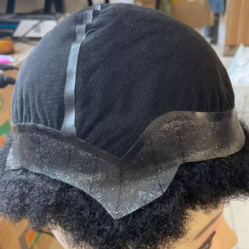 Maßge schneiderte Haarteil Afro Toupet für schwarze Männer afrikanische 4mm 1 b20 % graue Farbe Afro Perücke 150% Dichte Toupet Haar teile