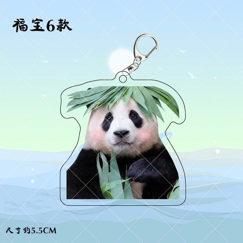 Llavero con diseño de Panda para hombre y mujer, colgante de acrílico con diseño de dibujos animados Kawaii, Fubao