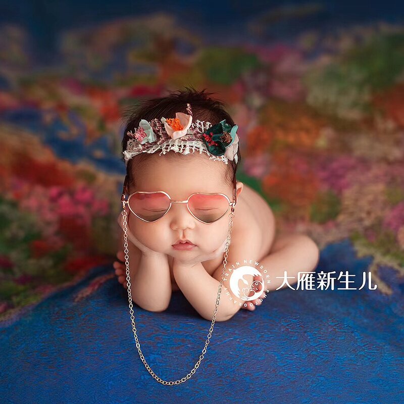 Óculos infantis em forma de coração, suporte fotográfico recém-nascido, Sessão Fotográfica Bebé Menino e Menina, óculos redondos para bebês, acessórios oculares