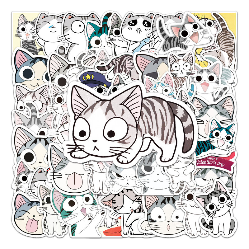 53 Stück Cartoon Käse Katze Serie Graffiti Aufkleber geeignet für Laptop Helme Desktop-Dekoration DIY Aufkleber Spielzeug Großhandel