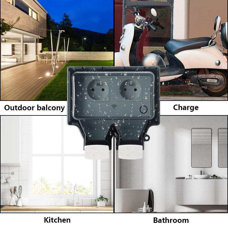 Savir-Wi-Fi付きのインテリジェント防水電源ソケット,屋外および屋内用,防水,220V