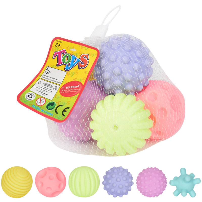 1-6 buah mainan bayi bola sensorik untuk anak-anak Bola Tangan sentuh bola latihan pijat lunak kerincingan bayi pengembangan mainan mandi air