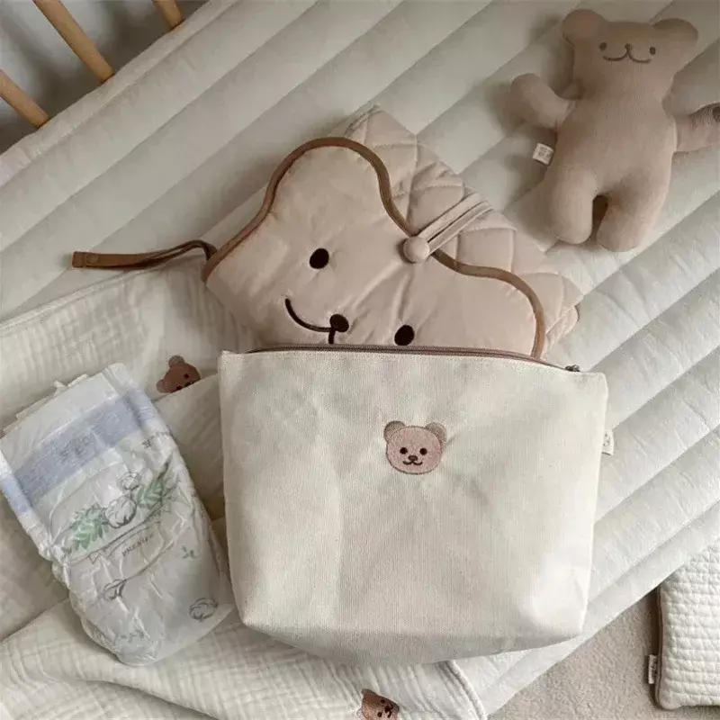 กระเป๋าผ้าอ้อม MODE Korea สำหรับเด็กผู้หญิงแรกเกิดถุงเก็บผ้าอ้อมการ์ตูนหมีกระต่ายน่ารักกระเป๋าเก็บของอเนกประสงค์
