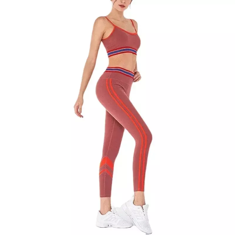 Calças de Yoga de cintura alta para mulheres, Hip Lift, calças de fitness apertadas, senso de exercício, LO Goddess Design, sutiã de 2 peças