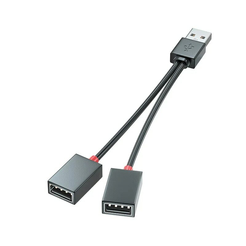 HUB USB 1 entrée 2 sorties pour voiture, câble séparateur USB, adaptateur multifonction, câble de charge pour iPhone, téléphone intelligent Android