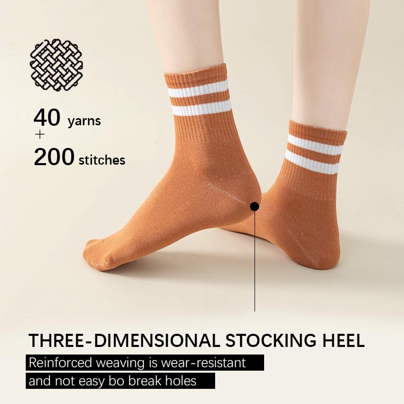 3 gestreifte Socken Baumwolle einfarbig Unisex Socken Streetwear Harajuku schwarz weiß Paare Skateboard gestrickt Casual Socken