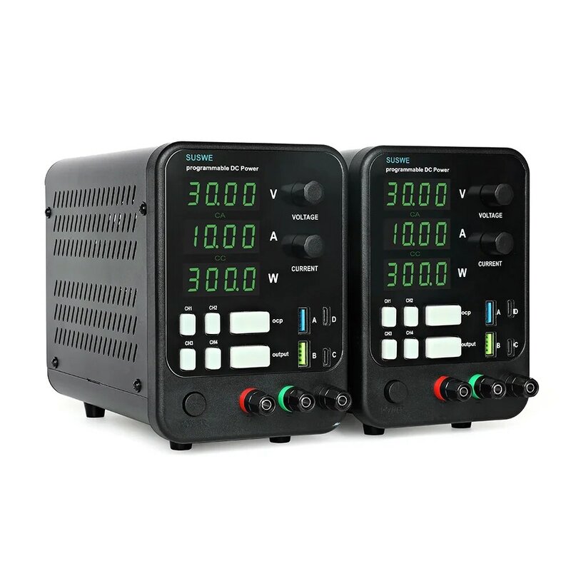 SUSWE-Digit Display Regulador de Tensão, 30V, 10A DC Fonte de Alimentação, Ajustável, Fontes de Alimentação de Laboratório, 60V, 60V, 120V, 3A