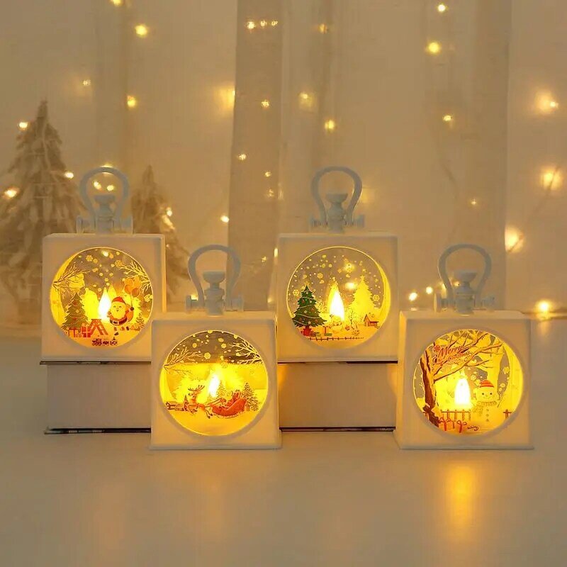 Christmas LED Night Table Lamp With Flameless Candle Outdoor Hangings Christmas Lantern Portable Hanging Lanterns For home