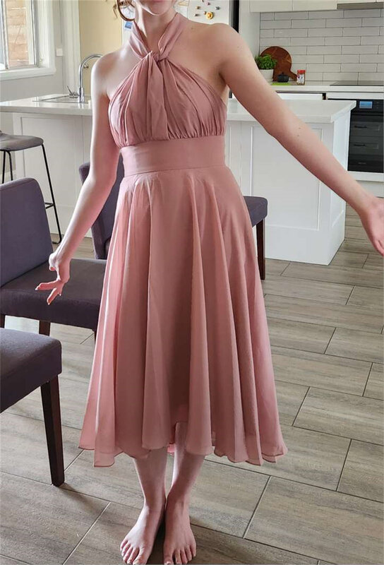 Damskie szyfonowe sukienka na studniówkę do herbaty w różnych kształtach Plus rozmiar sukienki na specjalne okazje bez rękawów formalny suknie balowe
