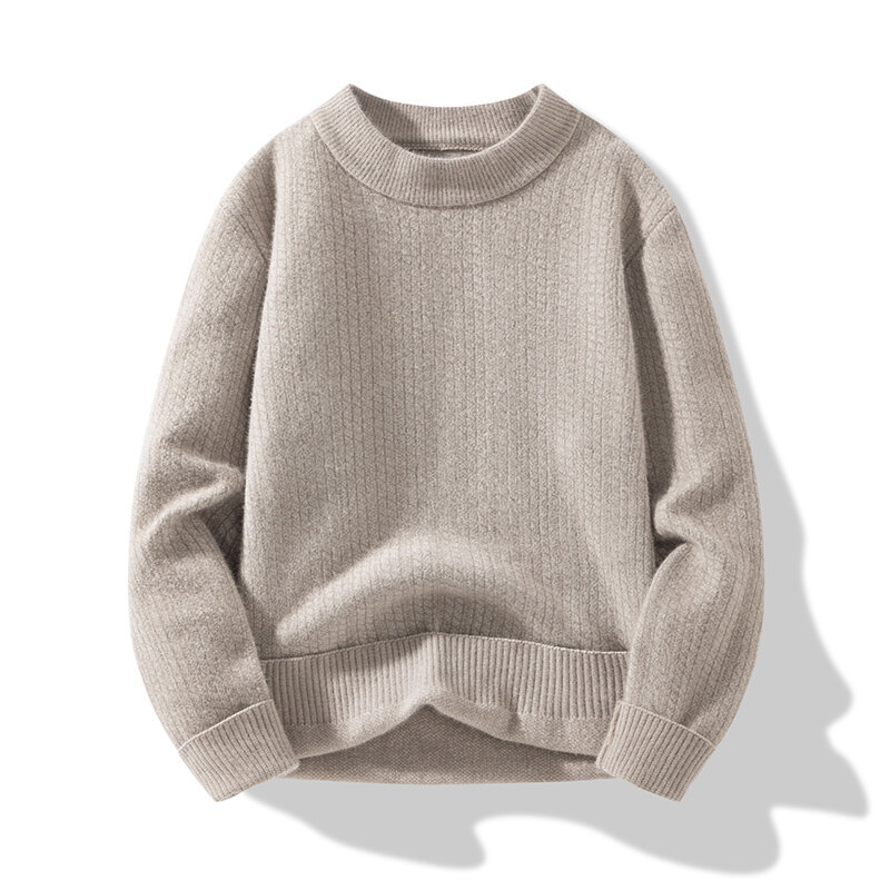 2023 inverno nuovi uomini maglione di colore solido moda alla moda maglieria Casual Slim Fit Versatile camicia inferiore girocollo addensato Top
