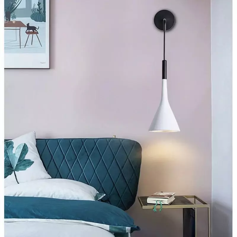Appliques murales de chevet à LED pour chambre à coucher, applique murale moderne, gris, blanc, noir, luminaire d'intérieur, salon