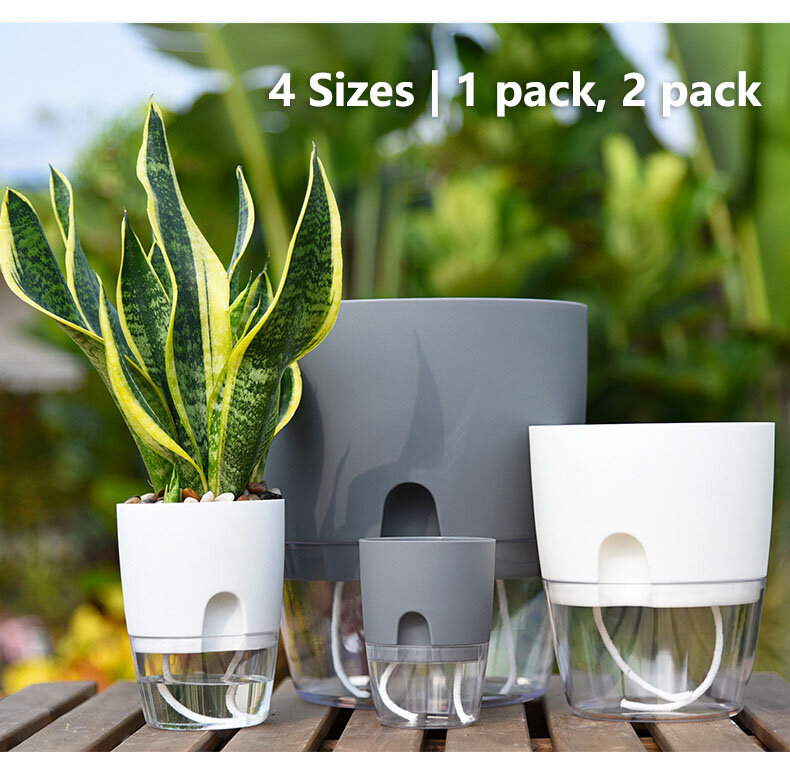 透明なプラスチック製の植木鉢,2つの透明なプラスチック製の植木鉢,水やり用,ポート付き