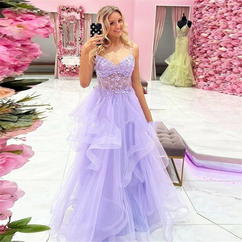 Morning Light Luxury Evening Dresses 2023 Ruffles Arabic Evening Dress Flowers Party Dance Dresses for Special Events Woman Gala
