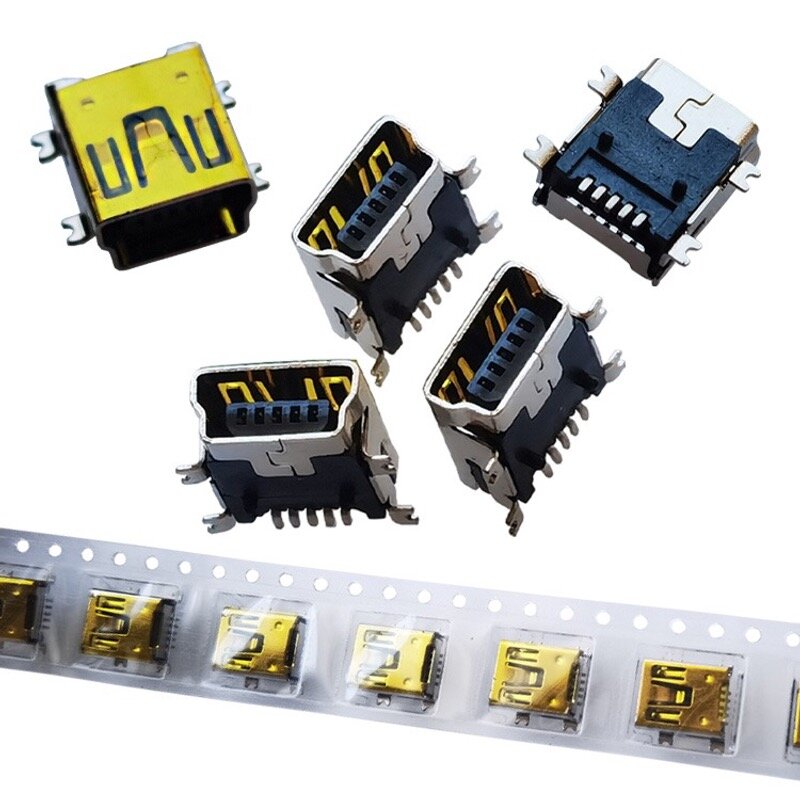MINI conector de 5 pines para componentes electrónicos, enchufe hembra USB 2,0, MINI-5P, MP3, MP4, accesorios de transmisión de datos de carga