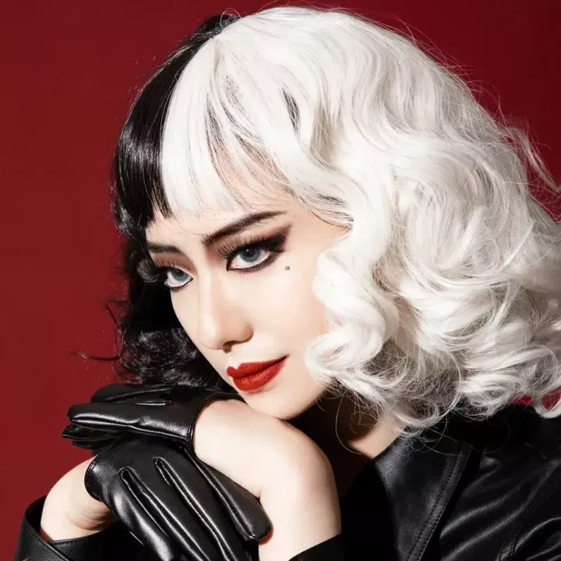 Evil Madame Cruella De Vil  Cosplay Wig  for Women Cosplay Accessories