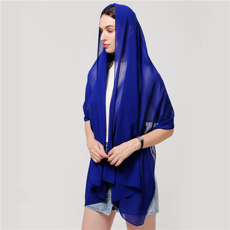 2022 feminino cachecol bolha chiffon sentimento de seda hijab cor sólida xales e envoltórios bandana muçulmano s pescoço foulard