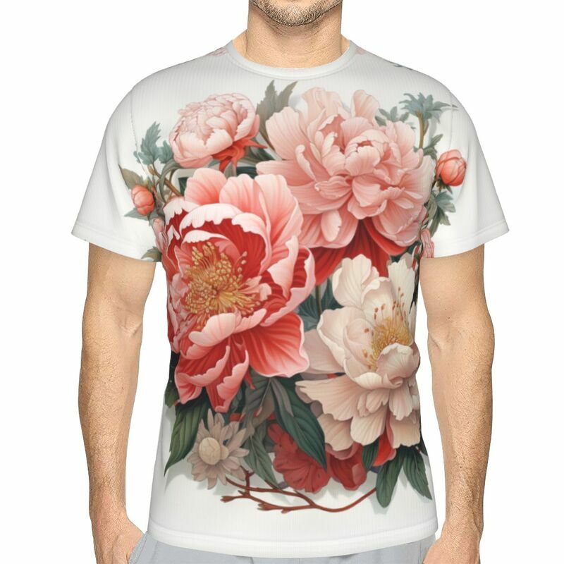 Camiseta de manga corta con estampado Floral en 3D para hombre, camiseta de calle informal a la moda, fresca, transpirable, Top suelto de gran tamaño, verano, Y2K