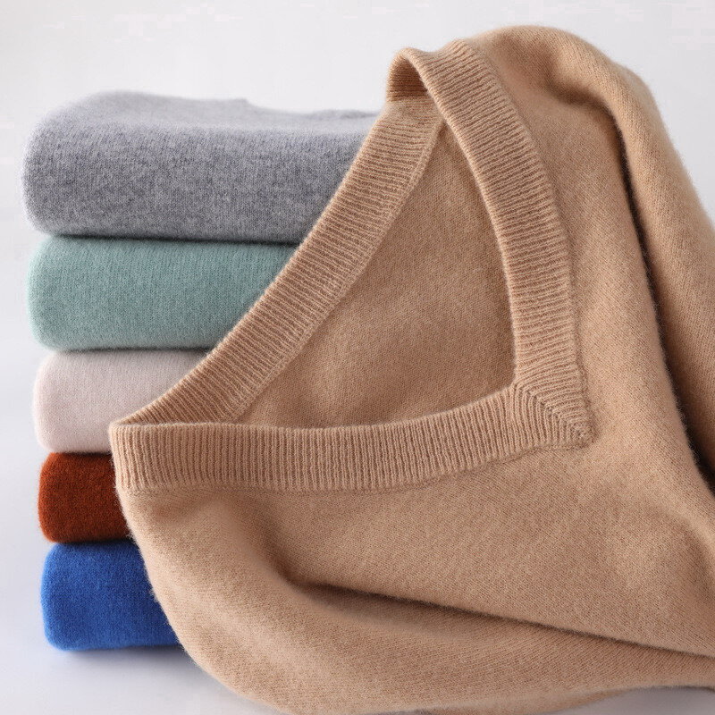 Мужской кашемировый свитер размера плюс 5XL, теплые пуловеры с V-образным вырезом, вязаные зимние Новые Топы, Мужская шерстяная трикотажная одежда, джемперы