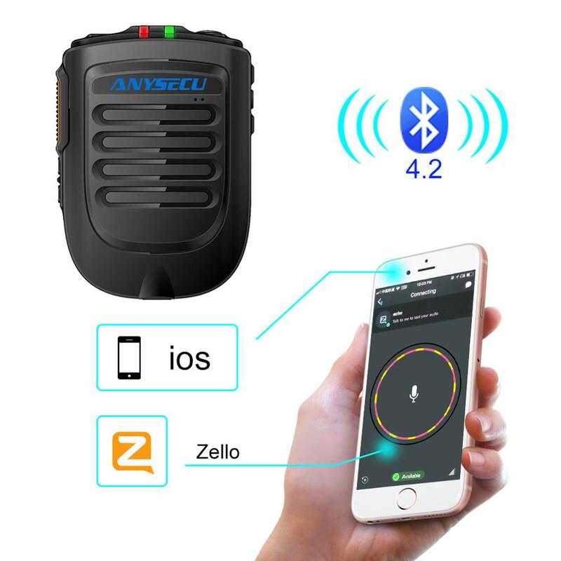 Anysecu microfono Bluetooth B02 Wireless portatile per Radio IP 3G 4G Newwork con telefono cellulare REALPTT ZELLO IOS