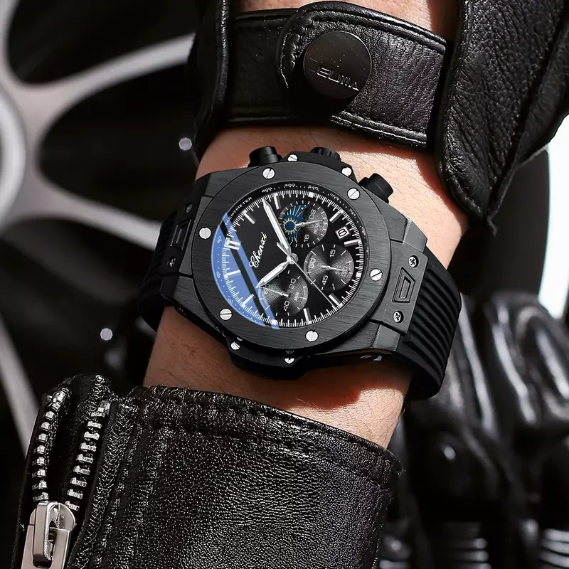 Men's Big Dial Quartz relógio de pulso, relógio masculino, cronógrafo, data, esporte, luxo, Top Brand, moda