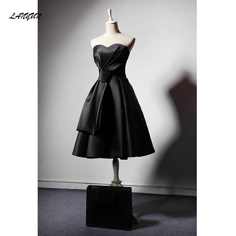 Платье LANMU женское короткое черное, пикантное вечернее, для выпускного вечера, для принцессы, банкета, Модное бальное, для выступлений