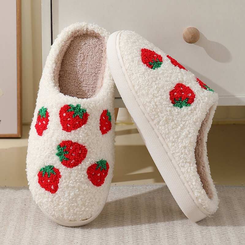 Zapatillas de casa cálidas de invierno para niña y mujer, zapatos de algodón suaves y esponjosos para el hogar