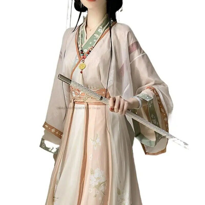 Vestido antigo hanfu chinês para mulheres, dança folclórica tradicional, traje de cosplay feminino da dinastia das canções, roupa de festa vintage T1