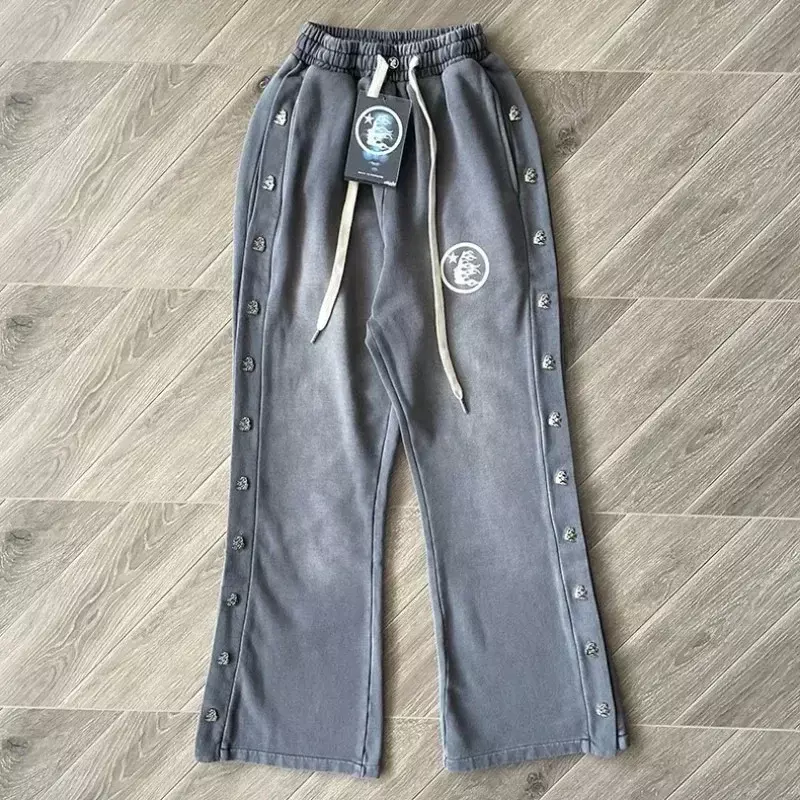 HELLSTAR-Pantalones lavados para mujer, pantalón de chándal con cordón, de gran tamaño, 1:1, 2024ss