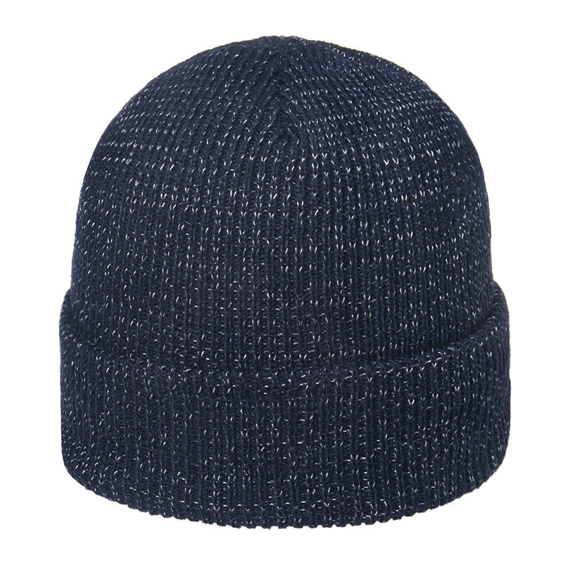 Czapki Beanie luźne czapki czapki z dzianiny miękka ciepła czapka Unisex zwijany mankiet odblaskowy kapelusz czapka z czaszkami