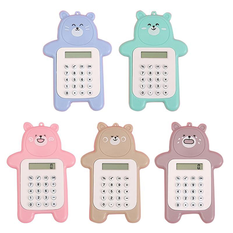 Kalkulator beruang lucu kartun, Fashion Korea Mini portabel kalkulator kecil portabel hadiah anak komputer