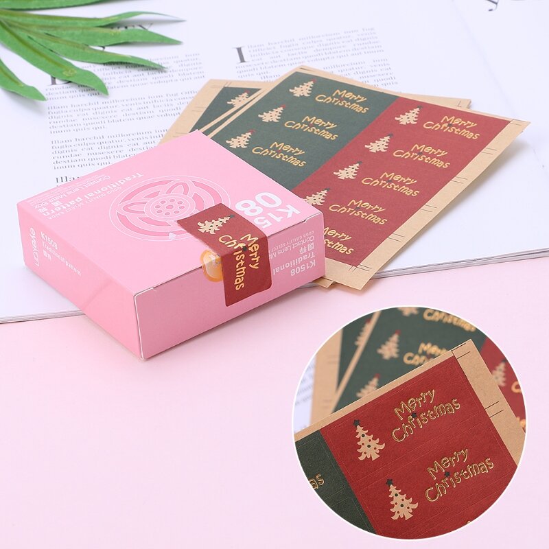Multifunctional Red Christmas Stickers 500Pcs/Roll Xmas Gift Box Wrapping Tag Sticker School Class Reward Party Supplies D5QC