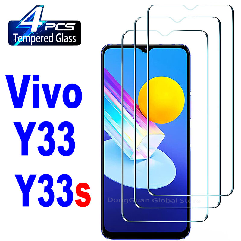 強化ガラススクリーンプロテクター,vivo y33s,y33,y33t,y33e,5g,2個,4個