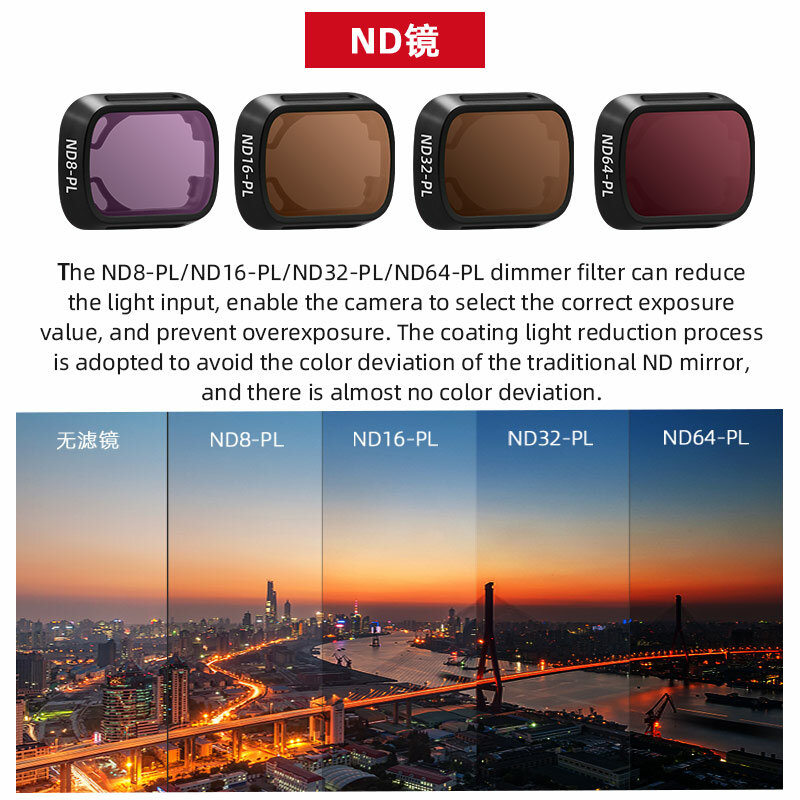 BRDRC 렌즈 필터 세트 (6PCS), DJI Mini 3 Pro ND CPL UV 드론 액세서리용