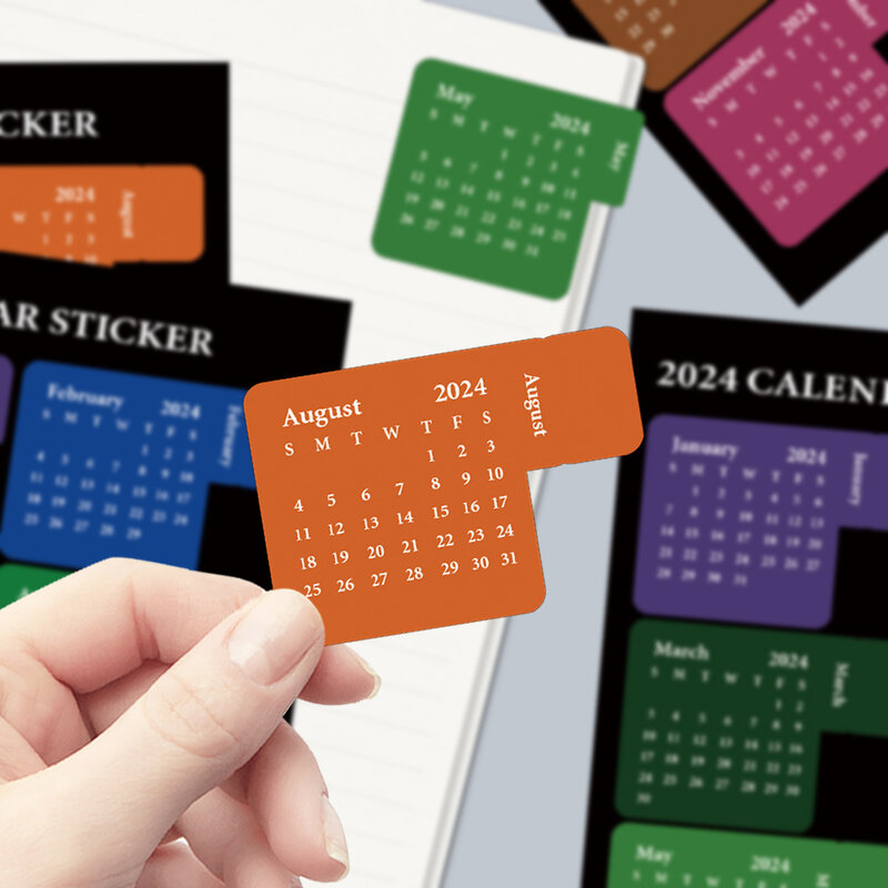 Nowe 2024 naklejki z kalendarzem Kawaii naklejki do planowania dziennika do notebooka zakładki do etykiet z etykietą Kawaii biurowe
