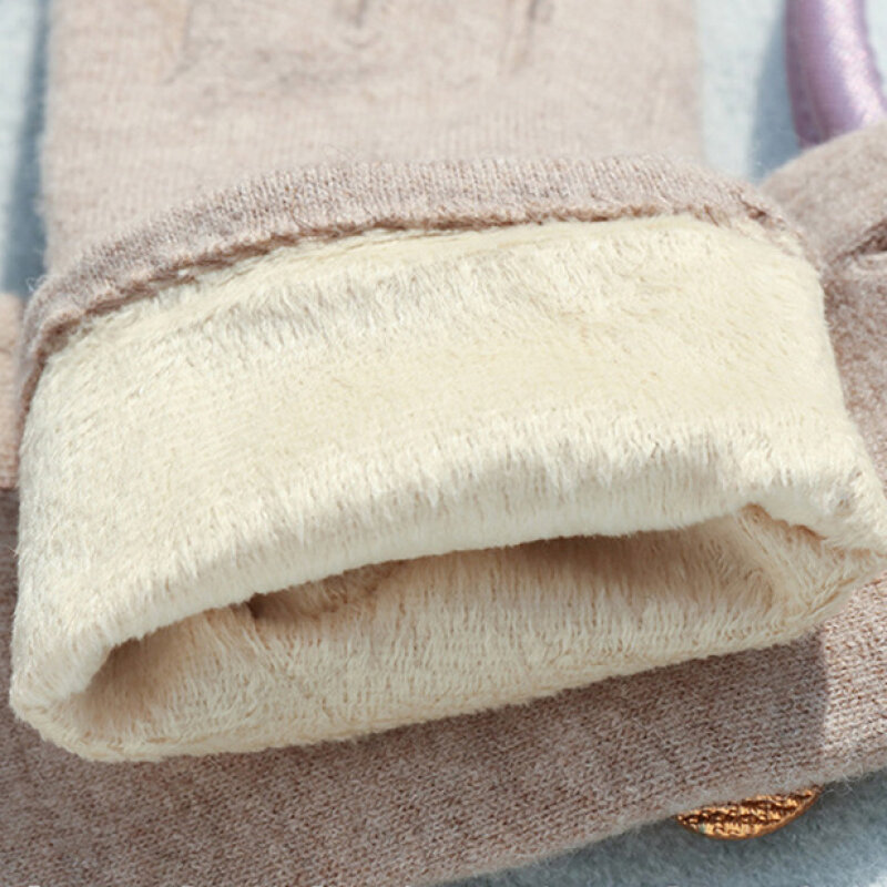Новые зимние женские Элегантные Простые кашемировые перчатки для сенсорных экранов, эластичные Утолщенные мягкие перчатки высокого качества