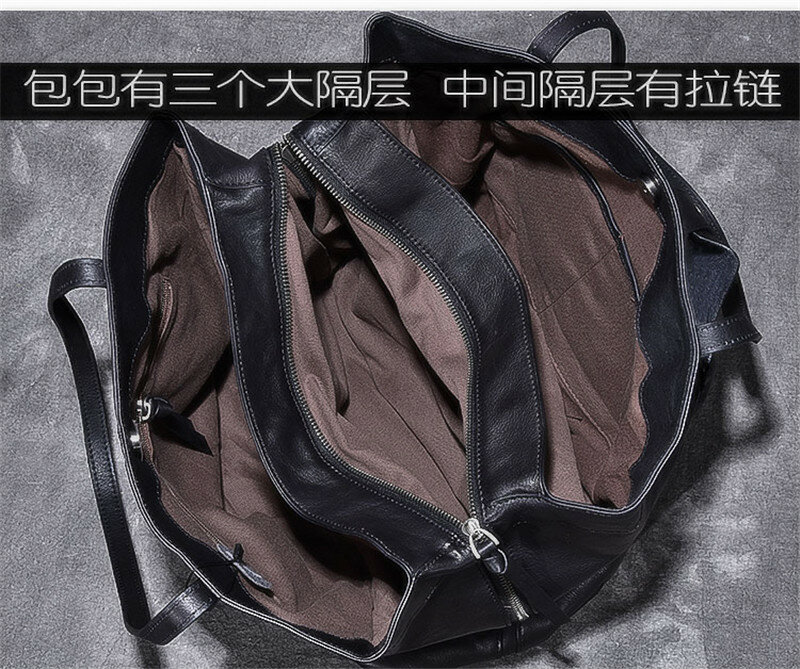 Dorywczo luksusowa skórzana torba o dużej pojemności dla mężczyzn naturalna pierwsza warstwa skóry wołowej torba podróżna na zewnątrz czarna torba na ramię