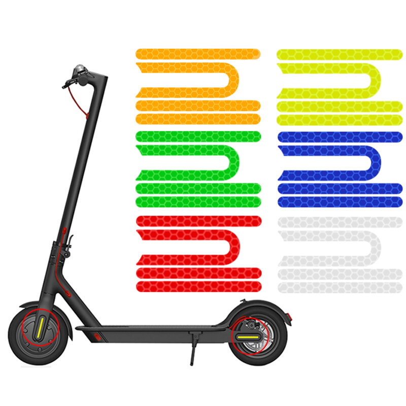 Scooter Elétrica Adesivos Reflexivos, Acessórios, Vermelho, Azul, Amarelo, Laranja, Verde, Prata, Xiaomi M365, Pro, 1 Conjunto