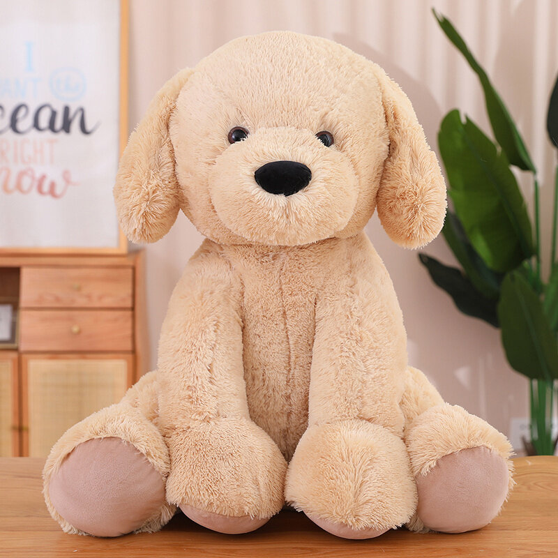 Boneka anjing kuning duduk baru, boneka binatang realistis, mainan fotografi hadiah ulang tahun