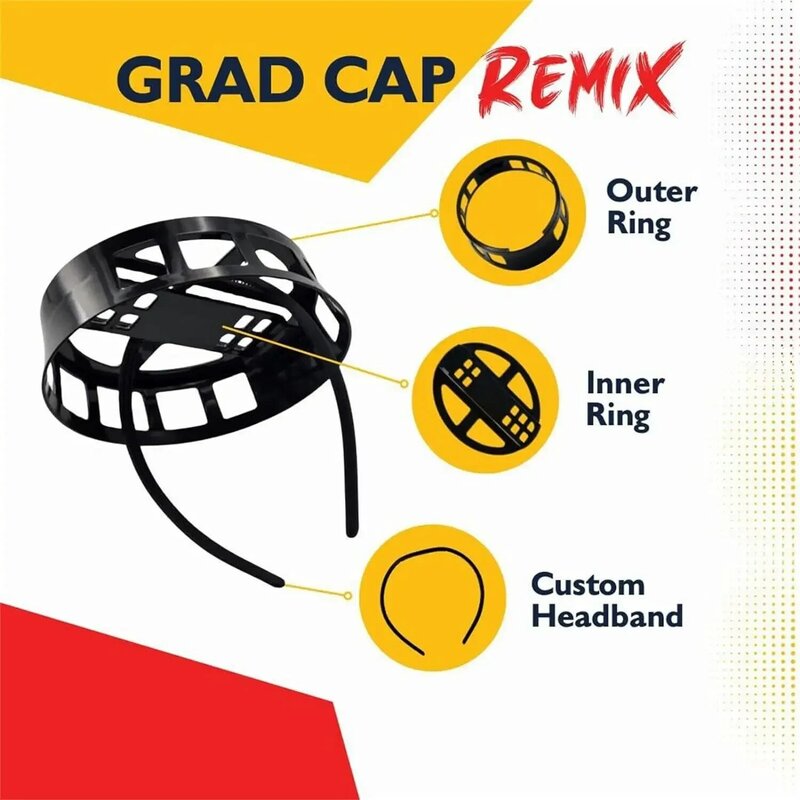 Adjustable Grad Cap Remix Secures Headband Insert,Upgrade Inside Graduation Cap Don't Change Hair,Secure Hairstyle Unisex