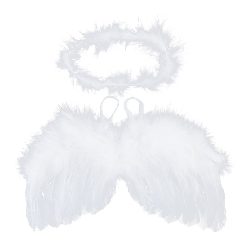 77HD 2 шт., повязка на голову с белыми крыльями ангела, реквизит для фотосъемки новорожденных, крыло ангела с перьями