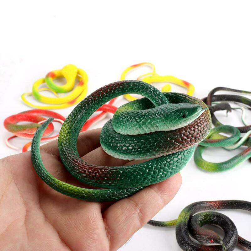 할로윈 시뮬레이션 고무 뱀 까다로운 장난감, 고무 라운드 헤드 뱀, 참신한 장난감, 무작위 색상, 75cm